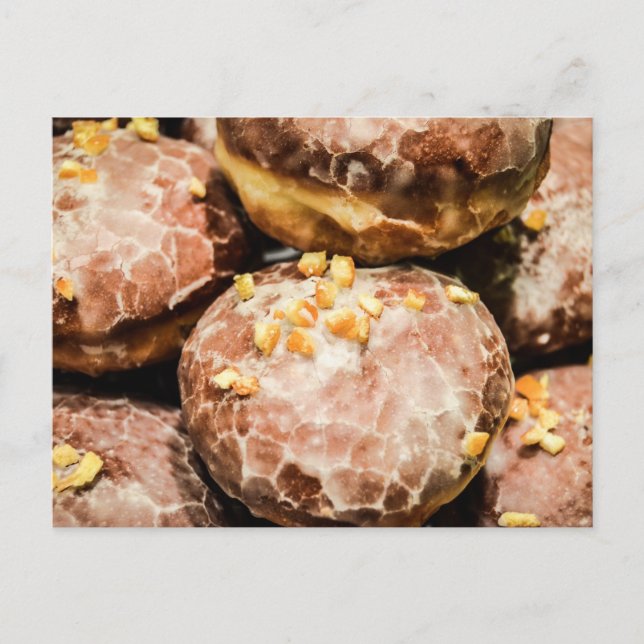 Scrumptious Nutty Glazed Doughnuts Postcard (Front)