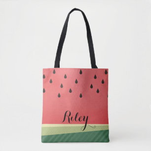 Scrumptious Watermelon Custom Name Tote Bag