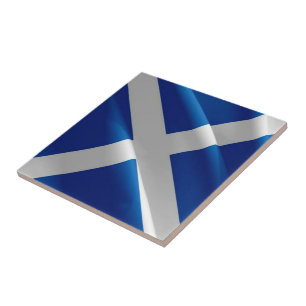 SCT002 WAVING scottish FLAG, SCOTLAND, Ceramic Tile