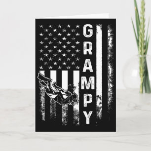 Scu Diving Grampy American Flag Vintage Christmas Card