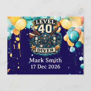 Scuba 40th Birthday  Postcard