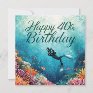 Scuba 40th Birthday underwater Card