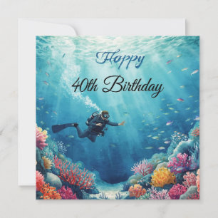 Scuba 40th Birthday underwater Card
