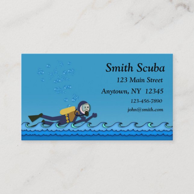 Scuba Blue Waves Business Card (Front)
