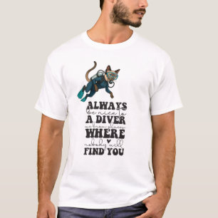 Scuba Cat Diving Blue Wet Suit T-Shirt