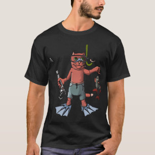 Scuba Cat Fisher – Funny Underwater Cartoon Char T-Shirt