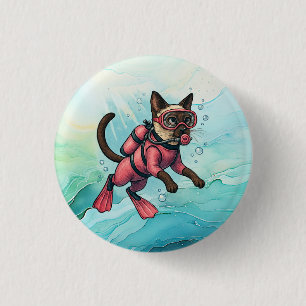 Scuba Cat is diving Underwater Button