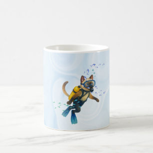 Scuba Cat is diving Underwater Coffee Mug