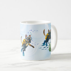 Scuba Cat is diving Underwater Coffee Mug