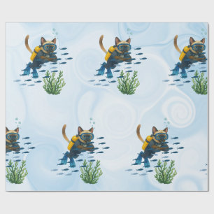 Scuba Cat Underwater Wrapping Paper