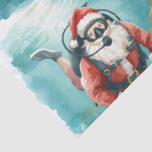 Scuba Christmas Santa Claus diving with turtle Tissue Paper