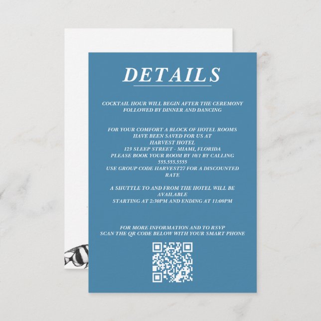 Scuba Couple QR Code and Details Enclosure Card (Front/Back)