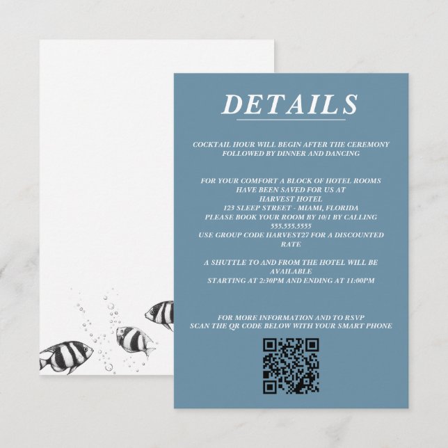 Scuba Couple QR Code and Details Enclosure Card (Front/Back)