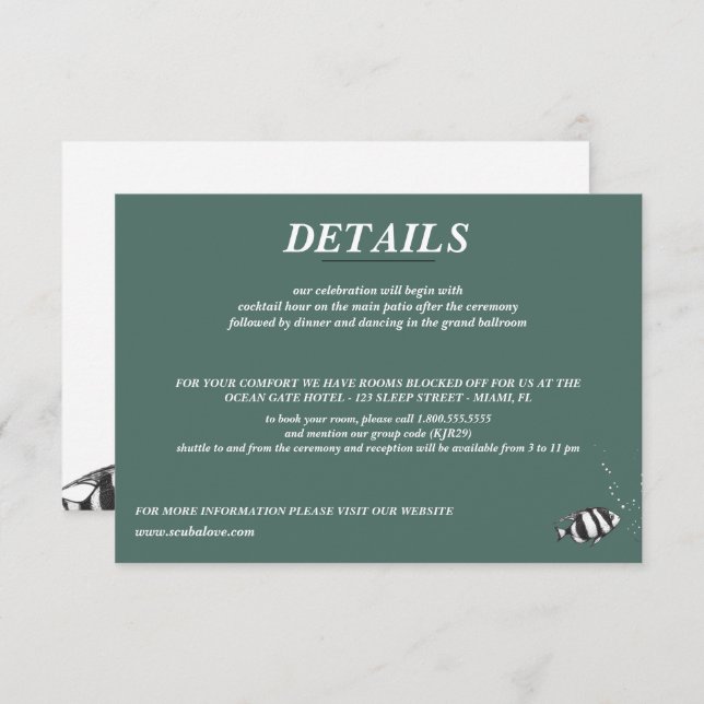 Scuba Couple Wedding Enclosure Card (Front/Back)