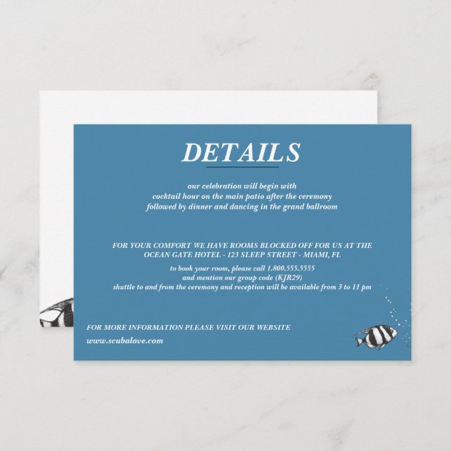 Scuba Couple Wedding Enclosure Card (Front/Back)