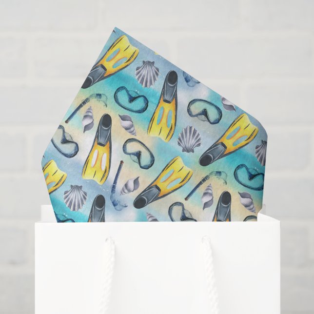 Scuba Decoupage Paper, Snorkelling  Tissue Paper (Gift Bag)