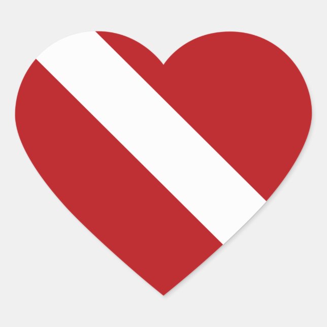 Scuba Dive Flag Heart Sticker (Front)