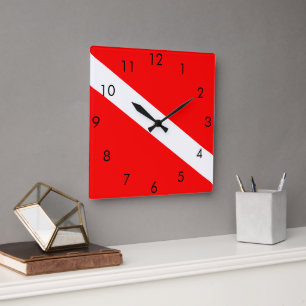 Scuba Dive Flag Square Wall Clock