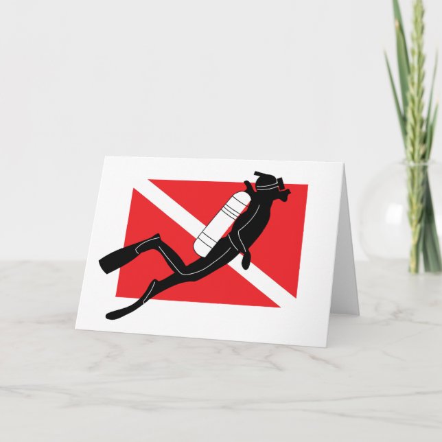 SCUBA Dive Flag With Male SCUBA Diver Card (Front)