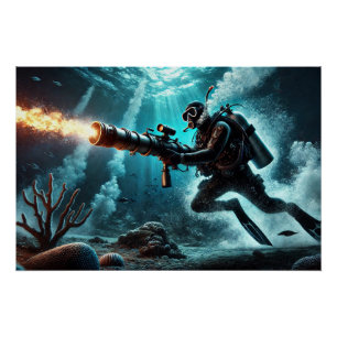 Scuba Dive Missile Poster