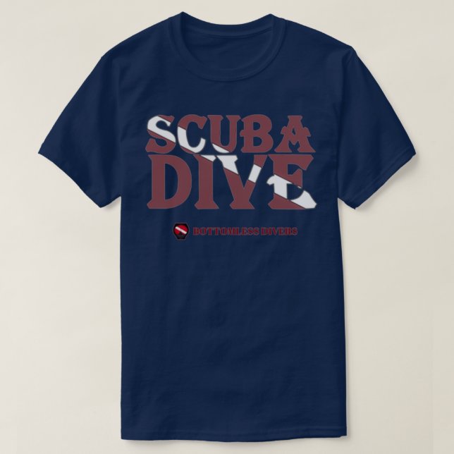 Scuba Dive Pocket Letters with Dark Red Flag T-Shirt (Design Front)