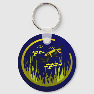 Scuba Dive with Yellow fish Key Ring