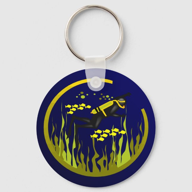 Scuba Dive with Yellow fish Key Ring (Front)