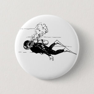 Scuba Diver 6 Cm Round Badge