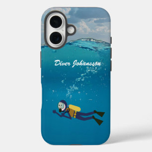 Scuba Diver barely underwater Personalise iPhone 16 Case