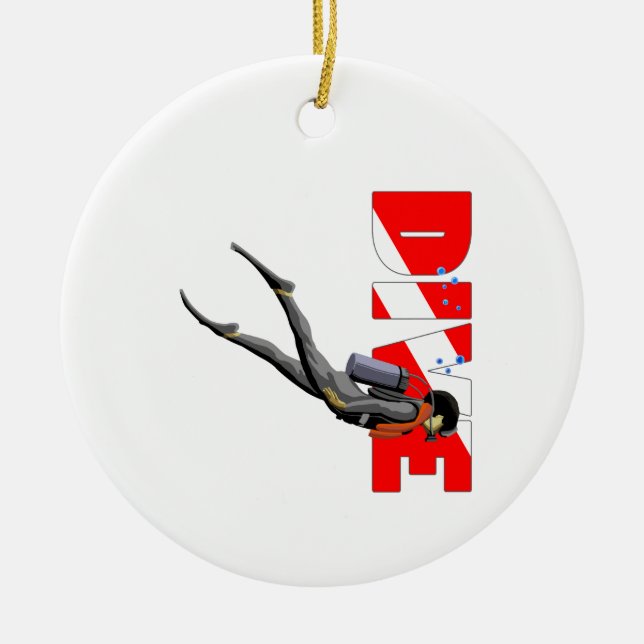 SCUBA Diver Ceramic Ornament (Front)