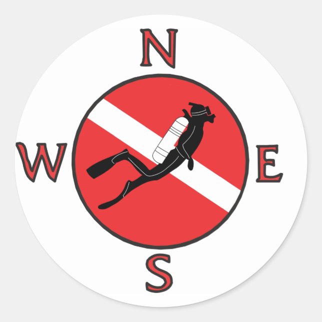 SCUBA Diver Classic Round Sticker (Front)