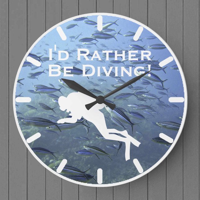 Scuba Diver Clock "I'd Rather Be Diving" (Creator Uploaded)