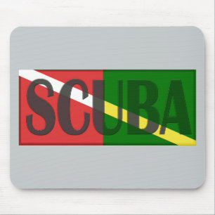 SCUBA DIVER COMBINED RED NITROX GREEN DIVERS FLAG MOUSE PAD