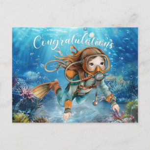 Scuba Diver Congratulations diving under the sea Postcard