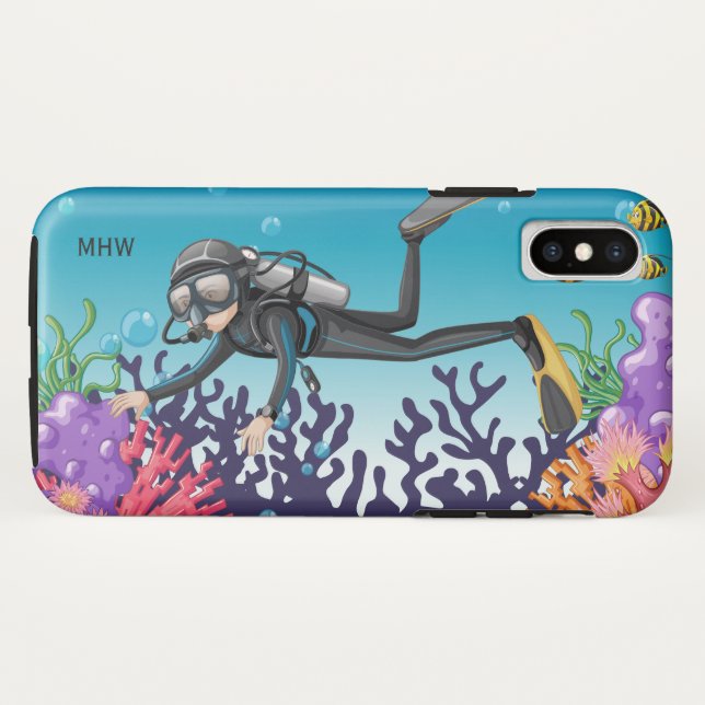 Scuba Diver custom monogram phone cases (Back (Horizontal))