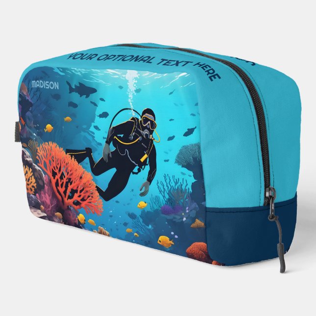 Scuba Diver custom name Dopp Kit (Right Corner)