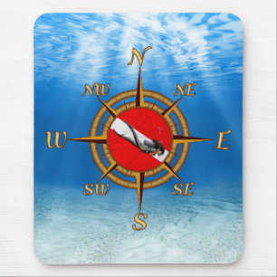 SCUBA Diver Dive Compass Mouse Pad