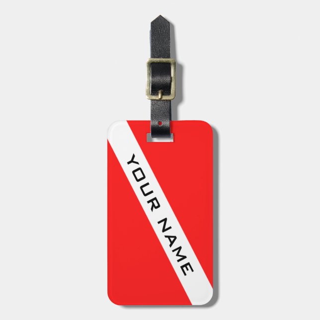 SCUBA DIVER. DIVERS FLAG SIGN.PERSONAL LUGGAGE TAG (Front Vertical)