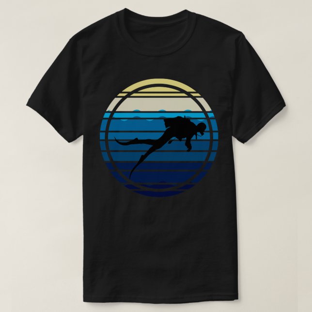 Scuba Diver Diving Blue Waves T-Shirt (Design Front)