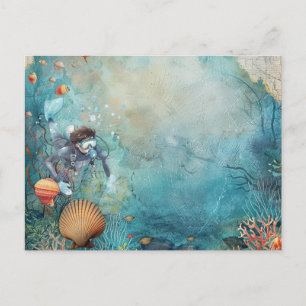Scuba Diver Diving underwater  Postcard