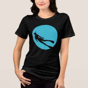 Scuba Diver Diving Underwater Silhouette Tri-Blend Shirt