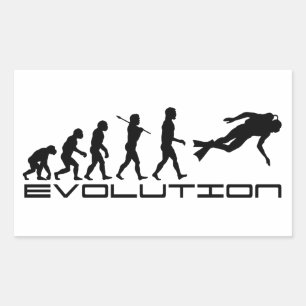 Scuba Diver Diving Water Sport Evolution Art Rectangular Sticker