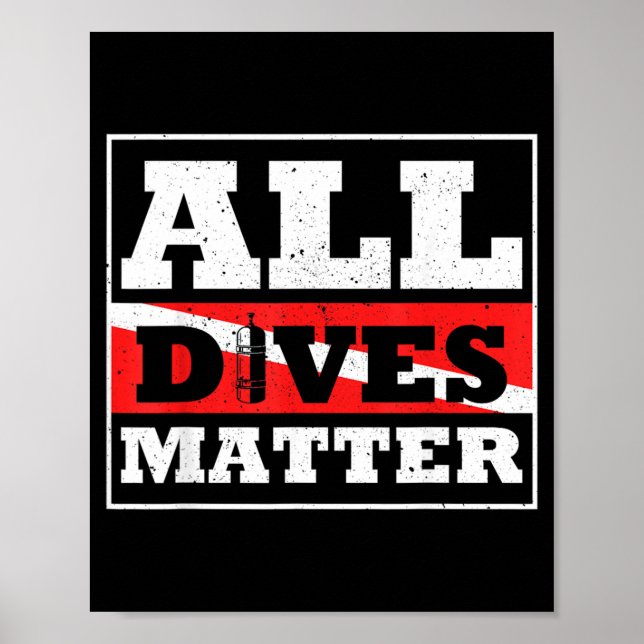 Scuba Diver Down Flag All Dives Diving Graphic Poster (Front)