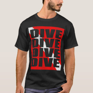 Scuba Diver Down Flag Bold Red Dive Signal Graphic T-Shirt