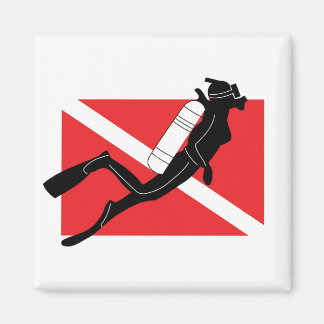 SCUBA Diver Down Flag With Female Diver Magnet
