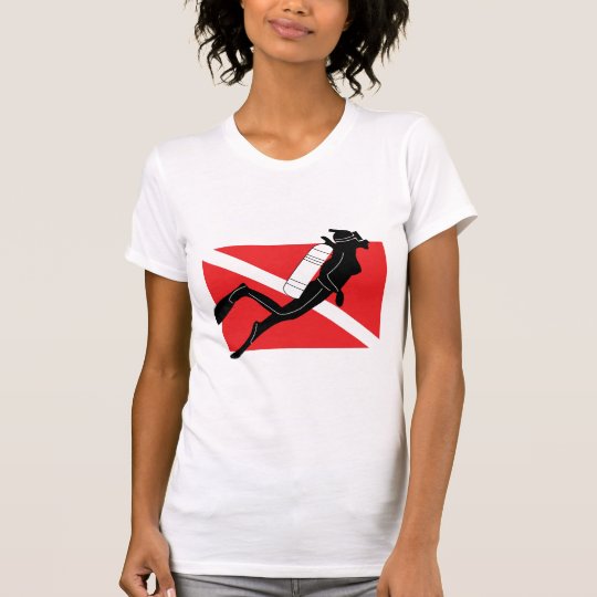 SCUBA Diver Down Flag With Female Diver T-Shirt