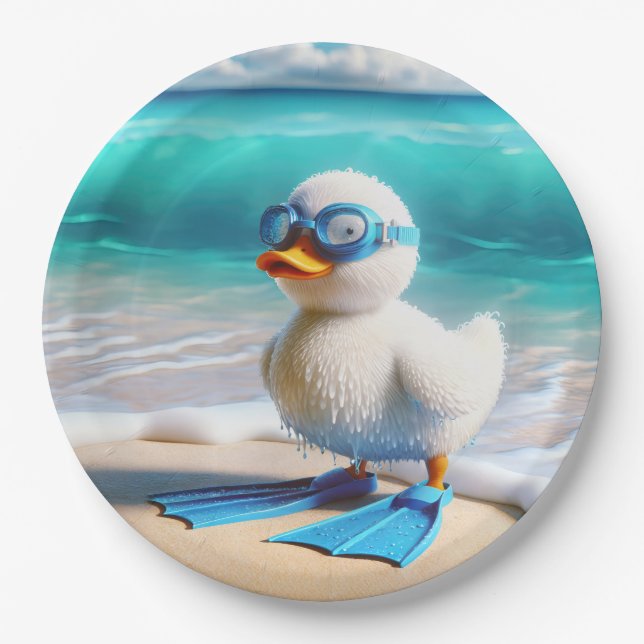 Scuba Diver Duckling Paper Plate (Front)