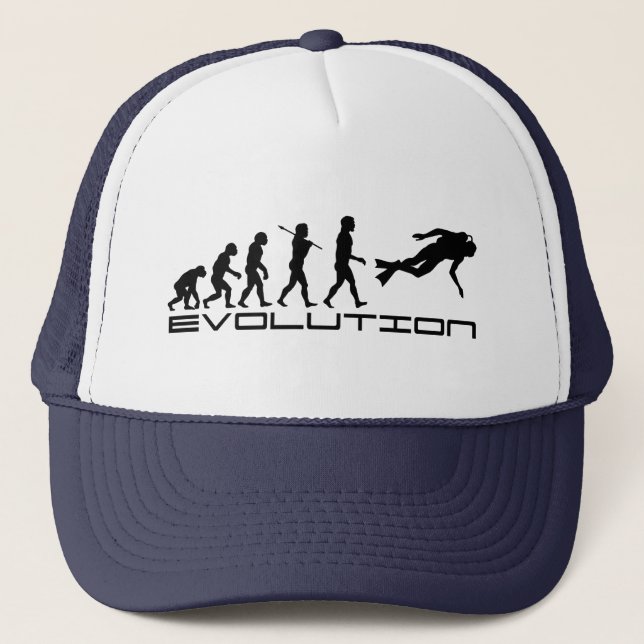 Scuba Diver Evolution Deep Sea Sports Trucker Hat (Front)
