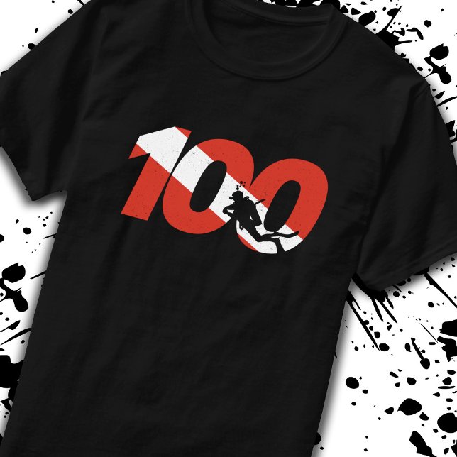 Scuba Diver Gift - 100th Dive - Diver Down Diving T-Shirt (Creator Uploaded)