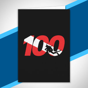 Scuba Diver Gift - 100th Dive - Diver Down - Scuba Card